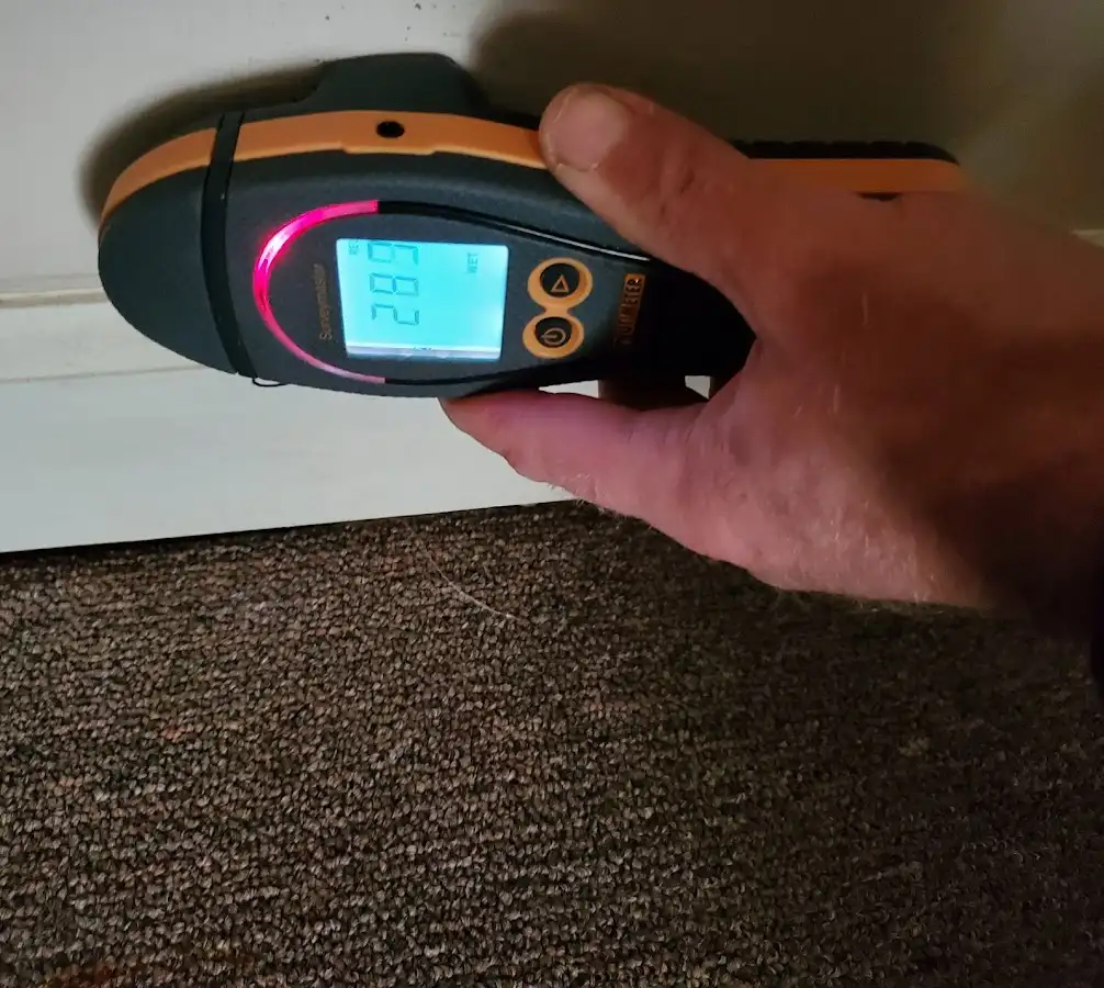 Moisture detection at baseboard during Burst Pipe Cleanup in New Britain